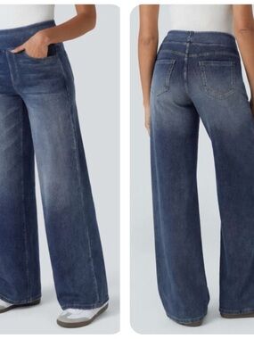 HALARA Jeans Women’s S Blue Flex Denim Wide-Leg High-Rise NEW WITH TAGS!
